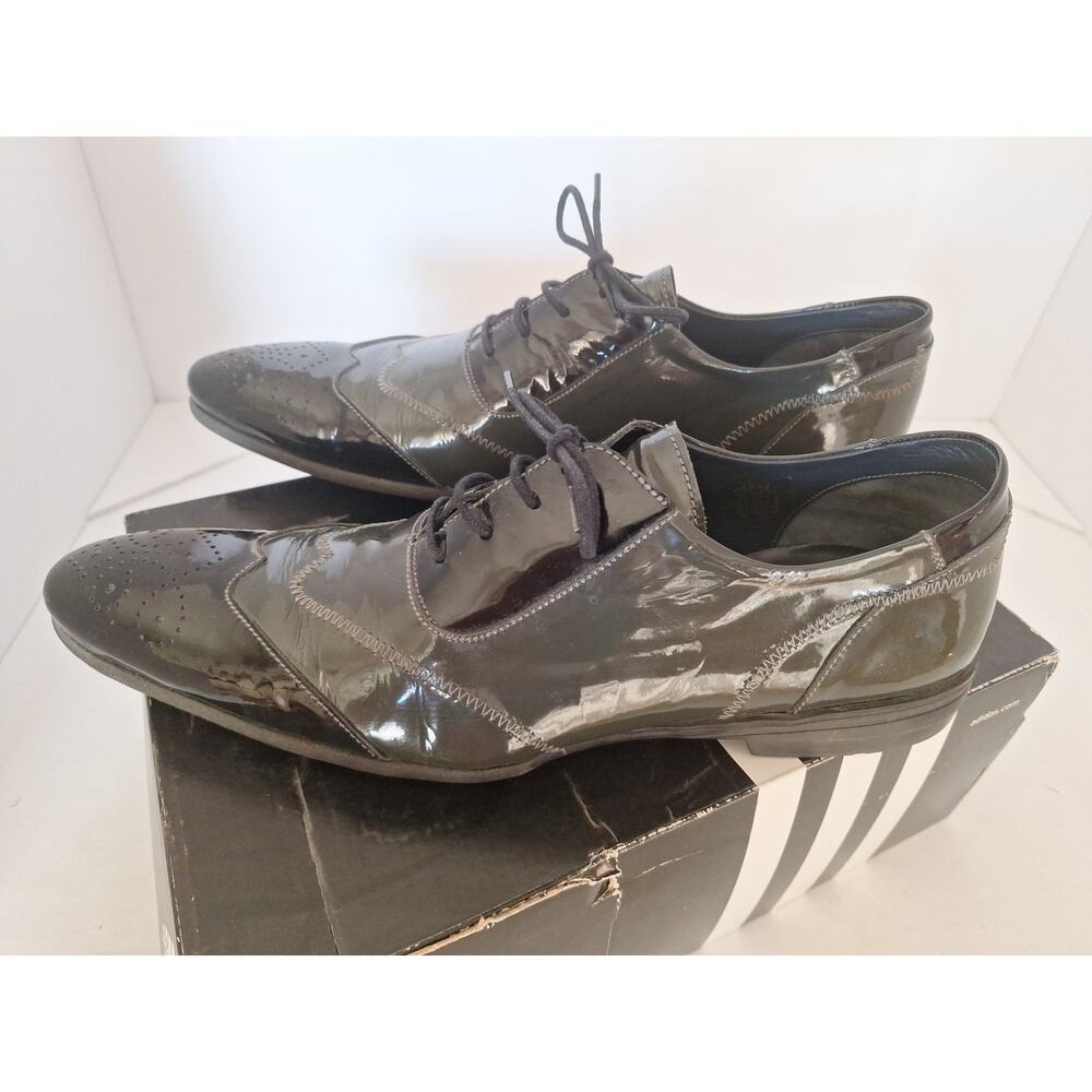 Laurent Mercadal Paris Gray & Black Patent Leather Oxfords Mens EU 44 US 10.5 - Picture 4 of 9